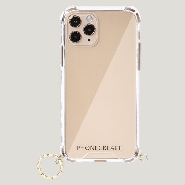 PHONECKLACE iPhone12mini ストラップ用 リング付 クリア ゴールド チャーム おしゃれ 韓国