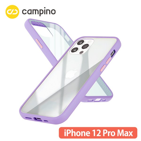 Campino カンピーノ Anti-shock Slim Case for iPhone 12 Pro Max 耐衝撃ケース ラベンダーパープル 3色の付替ボタンをカスタマイズ ネコポス便配送