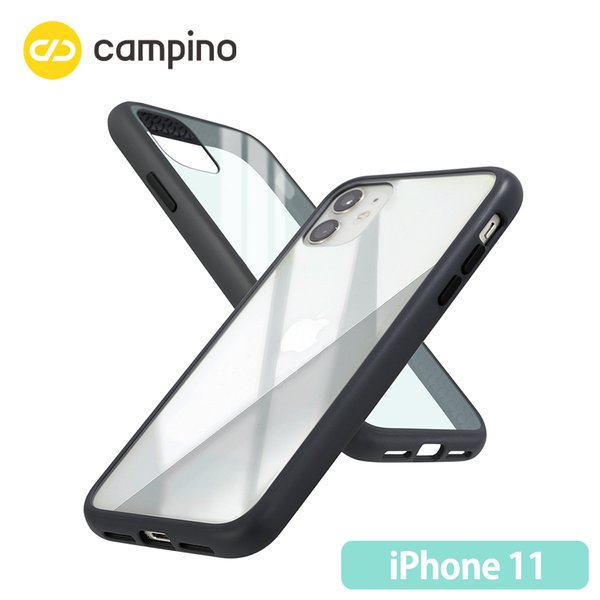 Campino カンピーノ Anti-shock Slim Case for iPhone 11 耐衝撃ケース  トープブラック 3色の付替ボタンをカスタマイズ 衝撃吸収率85% ネコポス便配送