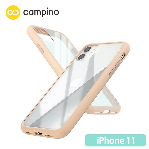 Campino カンピーノ Anti-shock Slim Case for iPhone 11 耐衝撃ケース シャンパンベージュ 3色の付替ボタンをカスタマイズ 衝撃吸収率85% ネコポス便配送