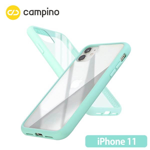 Campino カンピーノ Anti-shock Slim Case for iPhone 11 耐衝撃ケース アイスグリーン 3色の付替ボタンをカスタマイズ 衝撃吸収率85% ネコポス便配送