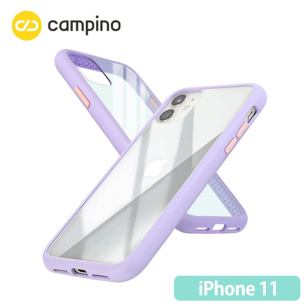 Campino カンピーノ Anti-shock Slim Case for iPhone 11 耐衝撃ケース ラベンダーパープル 3色の付替ボタンをカスタマイズ 衝撃吸収率85% ネコポス便配送