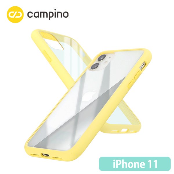 Campino カンピーノ Anti-shock Slim Case for iPhone 11 耐衝撃ケース ネープルスイエロー 3色の付替ボタンをカスタマイズ 衝撃吸収率85% ネコポス便配送