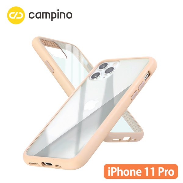 Campino カンピーノ Anti-shock Slim Case for iPhone 11 Pro 耐衝撃ケース シャンパンベージュ 3色の付替ボタンをカスタマイズ 衝撃吸収率85% ネコポス便配送