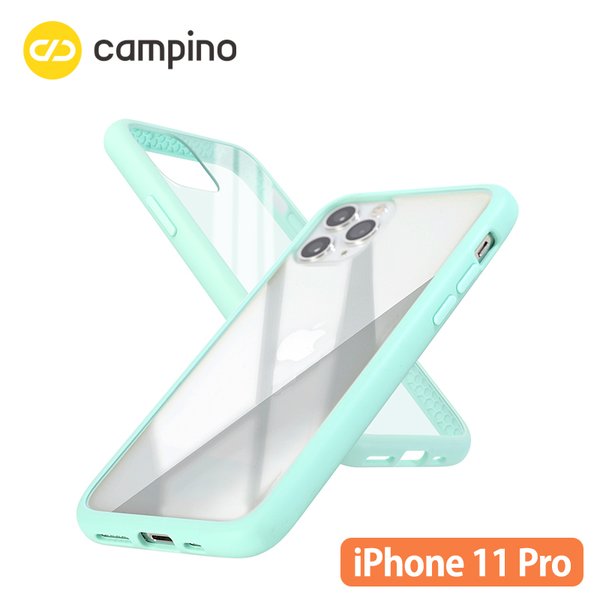 Campino カンピーノ Anti-shock Slim Case for iPhone 11 Pro 耐衝撃ケース アイスグリーン 3色の付替ボタンをカスタマイズ 衝撃吸収率85% ネコポス便配送