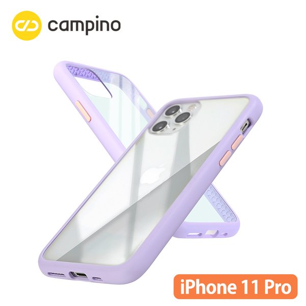 Campino カンピーノ Anti-shock Slim Case for iPhone 11 Pro 耐衝撃ケース ラベンダーパープル 3色の付替ボタンをカスタマイズ 衝撃吸収率85% ネコポス便配送