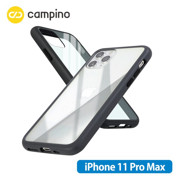 Campino カンピーノ Anti-shock Slim Case for iPhone 11 Pro Max 耐衝撃ケース トープブラック 3色の付替ボタンをカスタマイズ 衝撃吸収率85% ネコポス便配送