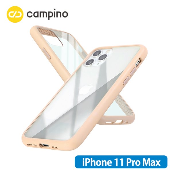 Campino カンピーノ Anti-shock Slim Case for iPhone 11 Pro Max 耐衝撃ケース シャンパンベージュ 3色の付替ボタンをカスタマイズ ネコポス便配送