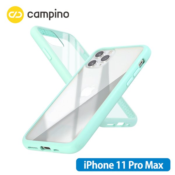 Campino カンピーノ Anti-shock Slim Case for iPhone 11 Pro Max 耐衝撃ケース アイスグリーン 3色の付替ボタンをカスタマイズ 衝撃吸収率85% ネコポス便配送