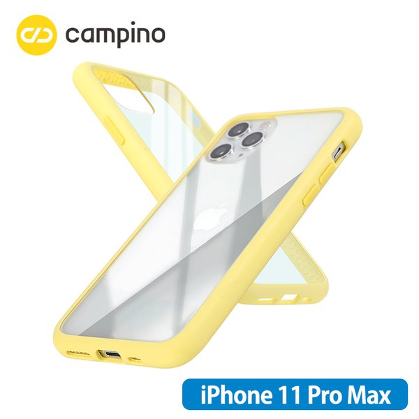 Campino カンピーノ Anti-shock Slim Case for iPhone 11 Pro Max 耐衝撃ケース ネープルスイエロー 3色の付替ボタンをカスタマイズ ネコポス便配送