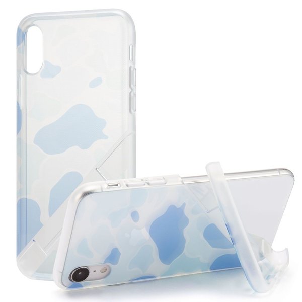 Campino カンピーノ Iphonexr Ole Stand Camouflage アイフォン ケース カバー スマホケース ブルー 青 迷彩 クリア 透明 ネコポス便配送 スタンド Softbank公式 Iphone スマートフォンアクセサリーオンラインショップ