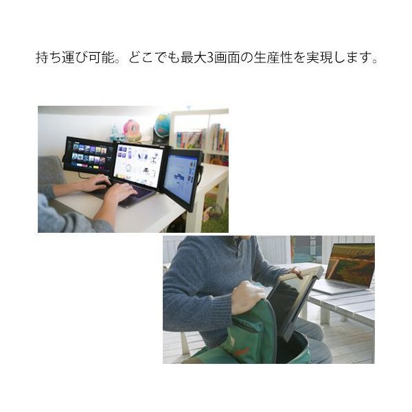 JAPANNEXT ジャパンネクスト 10.1インチ モバイルモニター Tri-Screen