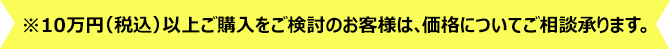 10万円以上ご購入をご検討のお客様は価格についてご相談承ります